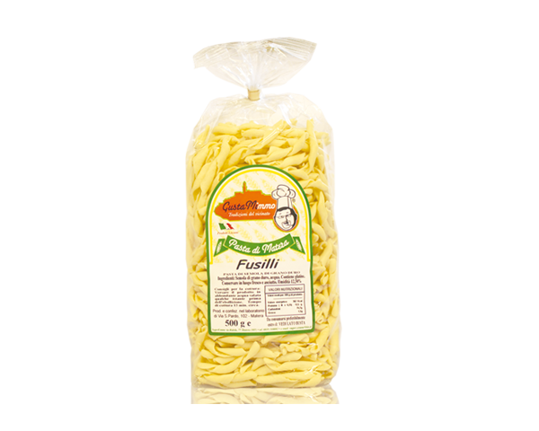 FUSILLI  Pasta fresca secca prodotta a Matera  confezione da 1/2 Kg