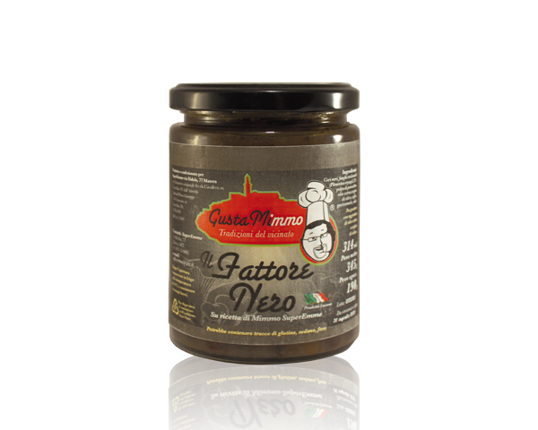 IL FATTORE NERO  Ceci neri, funghi cardoncelli, polpa di pomodoro, olio evo, aglio, prezzemolo, sale, prodotto locale  barattolo da 314 ml