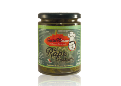 LE RAPE SOFFRITTE  Cime di rapa, olio evo, aglio, sale, prodotto locale  barattolo da 314 ml
