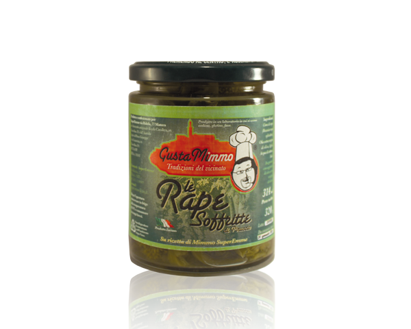 LE RAPE SOFFRITTE  Cime di rapa, olio evo, aglio, sale, prodotto locale  barattolo da 314 ml