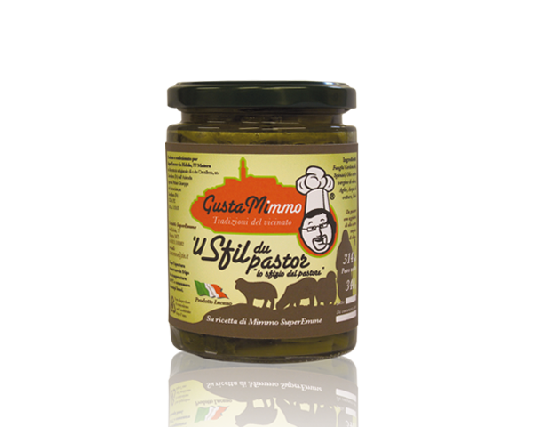 U SFIL DU PASTOR  Funghi cardoncelli, spinaci, olio evo, aglio, sale, prodotto locale  barattolo da 314 ml